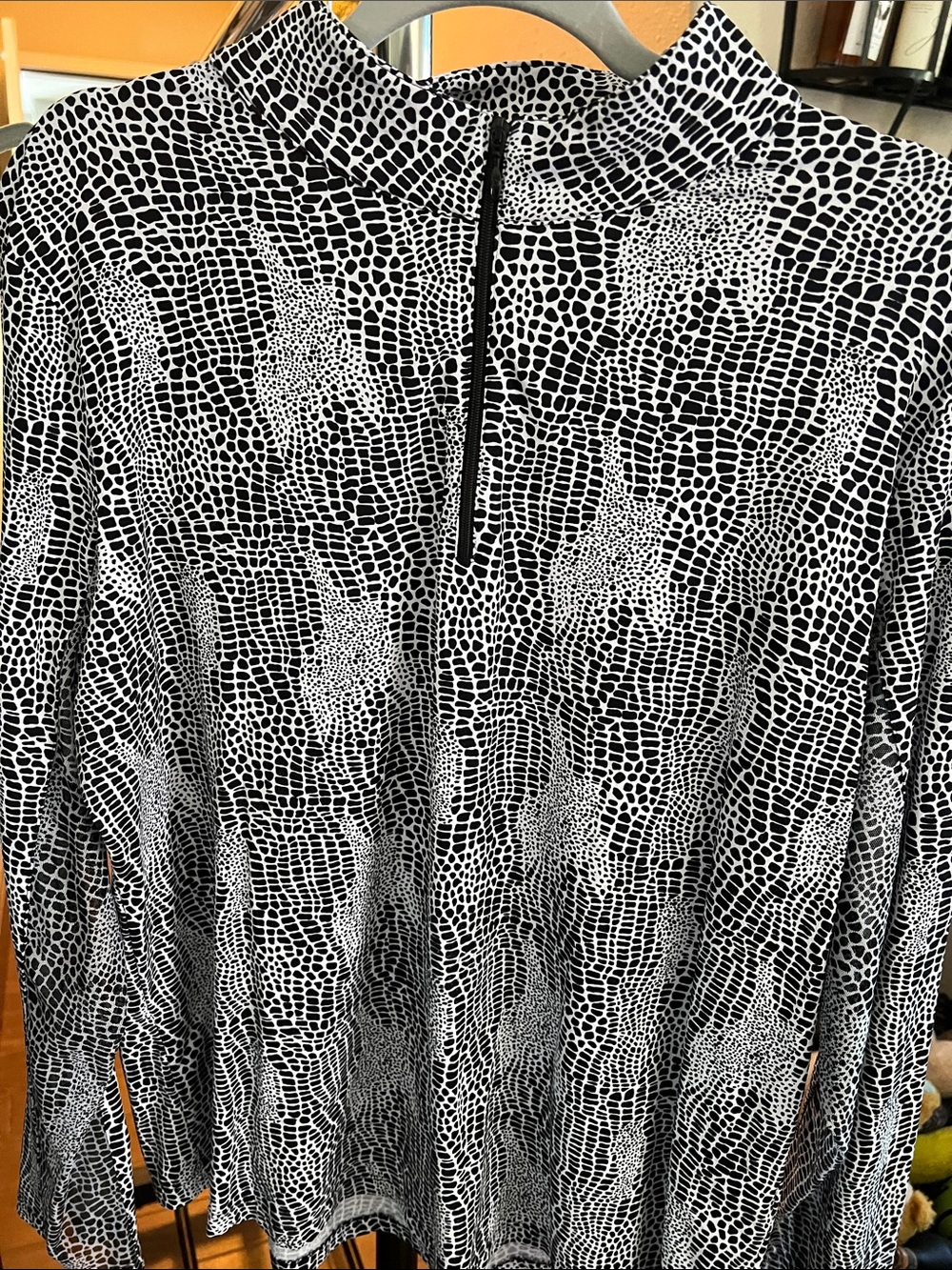 IBKUL Black & White Croc-Print Long Sleeve Top